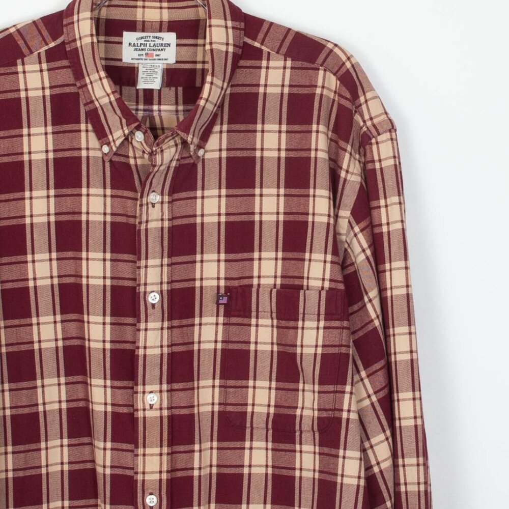 Ralph Lauren Jeans Company Mens Plaid Button‎ Down Shirt Size XXL Long Sleeve - Picture 2 of 6